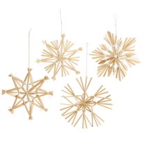 Article Étoiles de Noël en paille Décorations pour sapin de Noël 8 cm 12 pièces