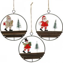 Article Pendentif de Noël Père Noël bonhomme de neige Ø12cm 3pcs