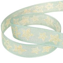 Article Ruban cadeau étoiles de Noël turquoise 25 mm 18 m