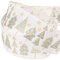 Article Ruban de Noël sapin cadeau ruban or blanc 40mm 18m