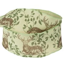 Article Ruban de Noël avec motif cerf ruban vert clair 40mm 20m