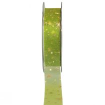 Article Ruban Noël, ruban organza motif étoile vert 25mm 25m