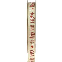 Ruban de Noël « Ho Ho Ho » ruban cadeau beige 15mm 15m