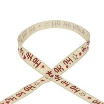 Article Ruban de Noël « Ho Ho Ho » ruban cadeau beige 15mm 15m