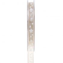 Article Ruban de Noël organza nature avec étoile 10mm 20m