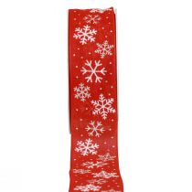 Article Ruban de Noël ruban cadeau flocons de neige rouge 40mm 15m