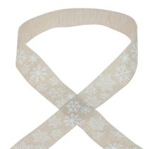 Ruban de Noël ruban cadeau beige flocon de neige 35mm 15m