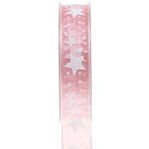 Ruban de Noël avec motif rose 25mm 20m