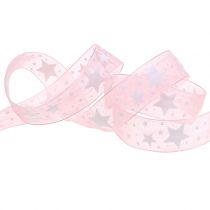 Article Ruban de Noël organza motif étoile 15mm 20m