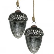 Article Décoration de sapin de Noël vintage gland en verre pendentif de Noël H14cm Ø10cm 2pcs