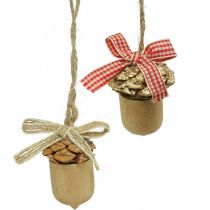 Article Décoration de Noël déco gland bois pendentif de Noël 5cm 12pcs