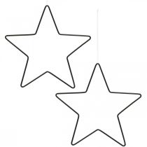 Article Décoration de Noël étoile en métal décoration noire pendentif étoile 20cm 6pcs