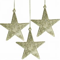 Décoration de Noël pendentif étoile paillettes dorées 10cm 12pcs