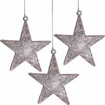 Décoration de Noël pendentif étoile paillettes roses 10cm 12pcs