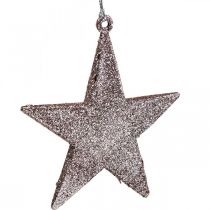 Décoration de Noël pendentif étoile paillettes roses 10cm 12pcs