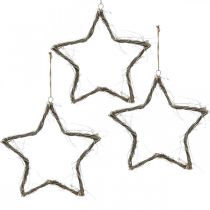 Décoration de Noël étoile étoiles blanchies à suspendre orme 30cm 4pcs
