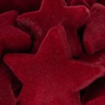 Article Décorations de Noël, étoiles, floquées bordeaux, décoration de table, 4-5 cm, lot de 40 pièces