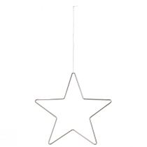 Article Décorations de Noël, étoiles suspendues, argentées, 20 cm, métal, lot de 6, ornements pour sapin de Noël