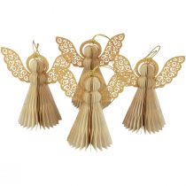 Article Ange en papier décoration ange de Noël papier crème H12cm 4 pcs