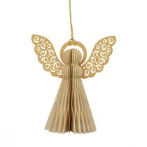 Article Décoration d’anges en papier crème avec paillettes dorées, 12 cm, lot de 4