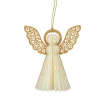 Article Ensemble de 4 anges en papier blanc et doré pour décoration de Noël, H12 cm