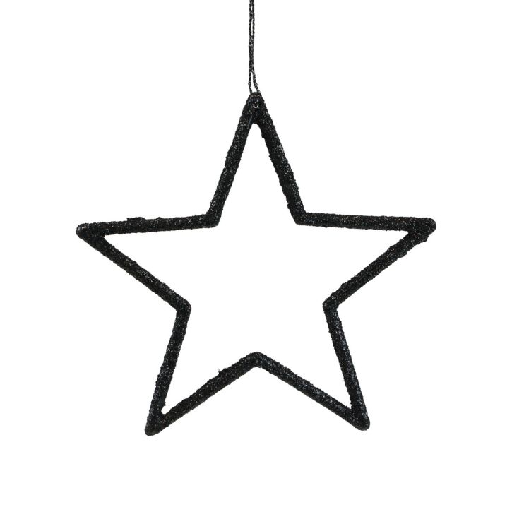 Article Pendentif étoile de décoration de Noël paillettes noires 12cm 12 pcs