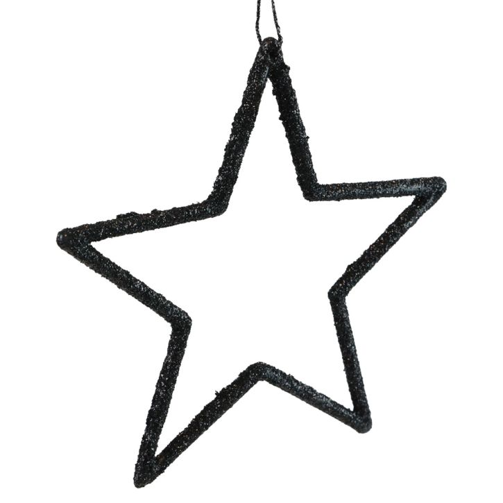 Article Pendentif étoile de décoration de Noël paillettes noires 12cm 12 pcs