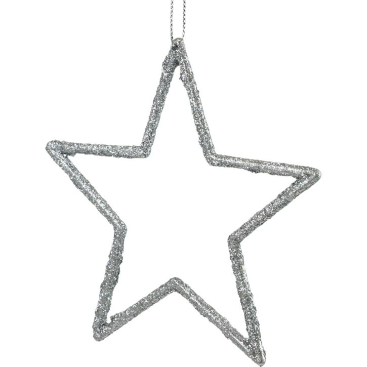 Article Pendentifs étoiles décoratifs de Noël, paillettes argentées, 12 cm, lot de 12, décorations pour sapin de Noël