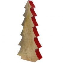 Article Décoration de Noël sapin bois rouge, nature 28cm