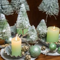Décoration de Noël pince enneigée Vert H13/19cm 4pcs