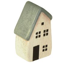 Article Village de Noël maisons en bois sapins verts et blancs 5-8 cm lot de 6