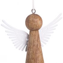 Article Bois d&#39;ange de Noël à suspendre blanc naturel 8cm 6 pcs