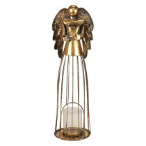 Ange de Noël Noël, bougeoir en métal doré aspect antique 52cm