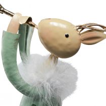 Article Figurine de Noël cerf trompette en métal vert or 51cm