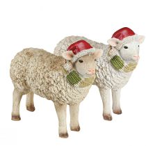 Article Figurines de Noël mouton avec bonnet et écharpe L16cm 2 pièces