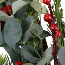 Article Guirlande de Noël, branches de sapin, eucalyptus, conifères, baies, 160 cm