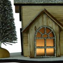 Maison de Noël avec éclairage LED nature, bois scintillant 20 × 17 × 15cm