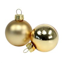 Article Boule de Noël 4cm or brillant/verre mat 24 pcs