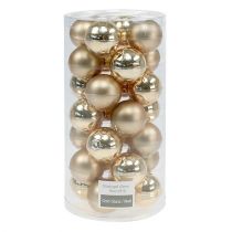 Article Boule de Noël 4cm or brillant/verre mat 24 pcs