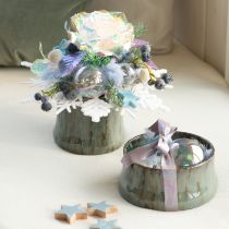 Article Boule de Noël en verre transparent nacré à effet irisé, avec attache en métal, 5 cm, lot de 24.