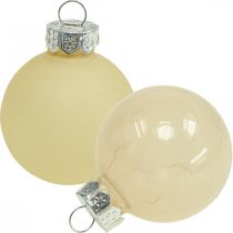 Article Boules de sapin de Noël en verre Boules de Noël crème mix Ø4cm 24 pcs