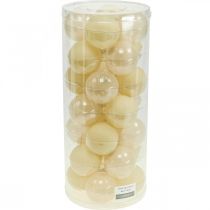 Article Boules de sapin de Noël en verre Boules de Noël crème mix Ø6cm 24 pcs