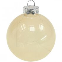 Article Boules de sapin de Noël en verre Boules de Noël crème mix Ø6cm 24 pcs