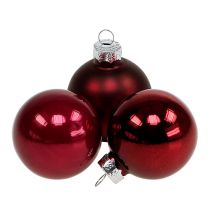 Verre boule de Noël Ø4cm Bordeaux mix 24pcs