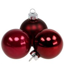 Article Verre boule de Noël Ø6cm Bordeaux 24 pcs