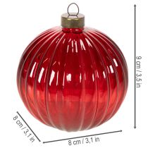 Article Boules de Noël en verre rouge, 8 cm, lot de 12