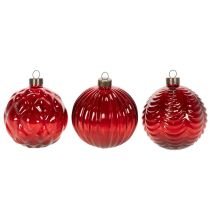 Article Boules de Noël en verre rouge, 8 cm, lot de 12