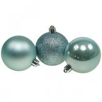 Article Boules de Noël en plastique mélange bleu clair Ø6cm 10 pcs