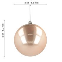 Article Boule de Noël en plastique or rose incassable Ø14cm