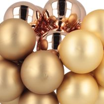 Article Boule de Noël or rose verre miroir baies Ø40mm 32 pcs